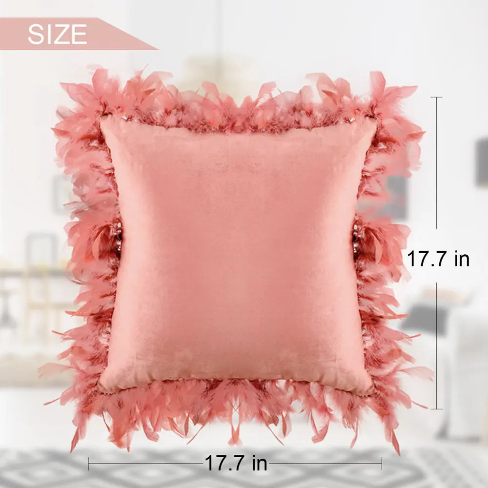 Velvet Feather Pillowcase for Home Use