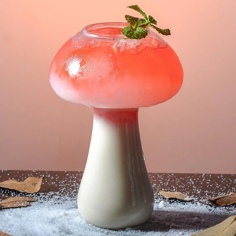 Cute Mushroom Cocktail Glass Cup with Straw for Drinks
