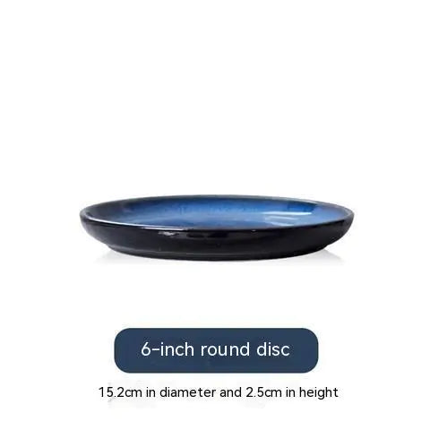 Blue Gradient Ceramic Plate for Western Cuisine Dining