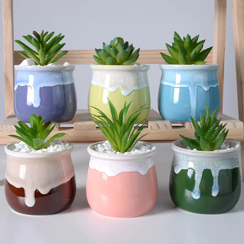 Creative Ceramic Succulent Pot with Glaze, Nordic Style