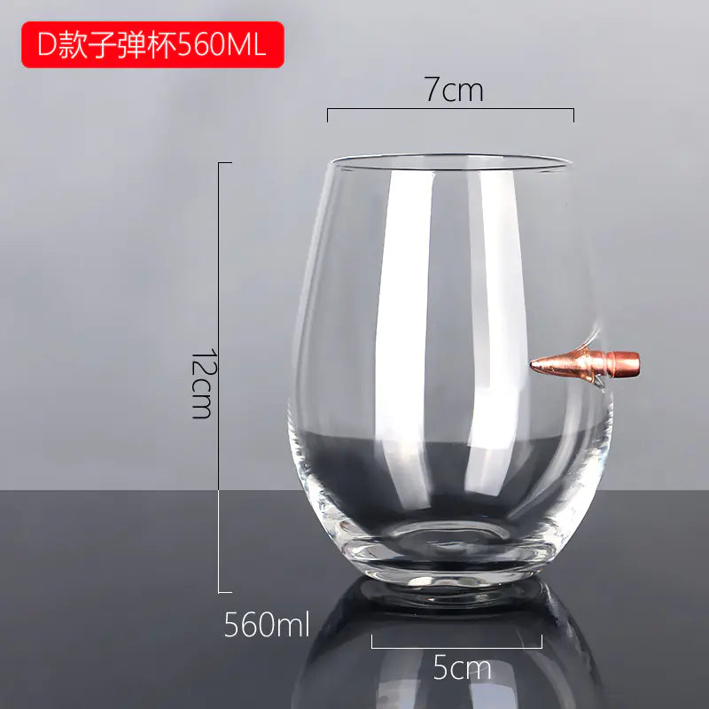 Creative Glass Whiskey Cup with Bullet Design