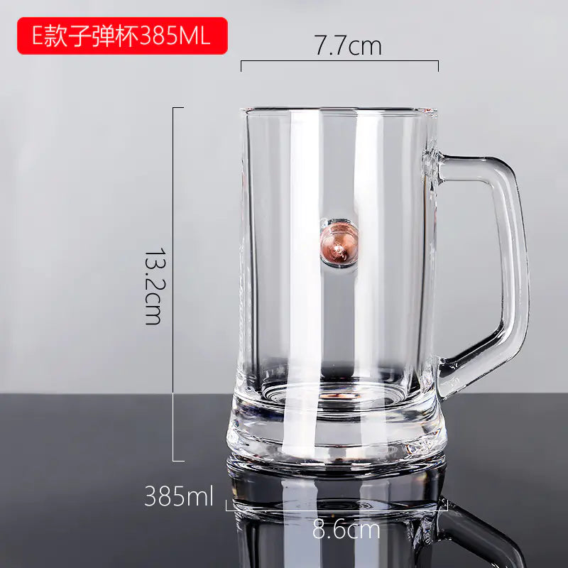 Creative Glass Whiskey Cup with Bullet Design
