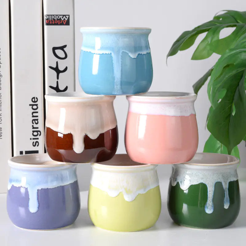 Creative Ceramic Succulent Pot with Glaze, Nordic Style