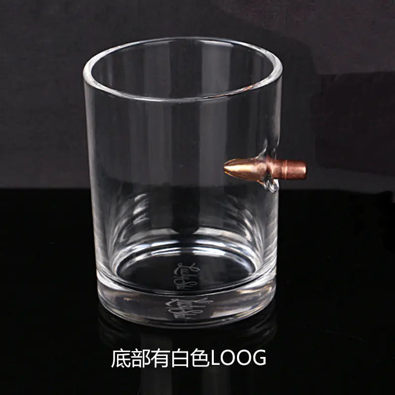 Creative Glass Whiskey Cup with Bullet Design