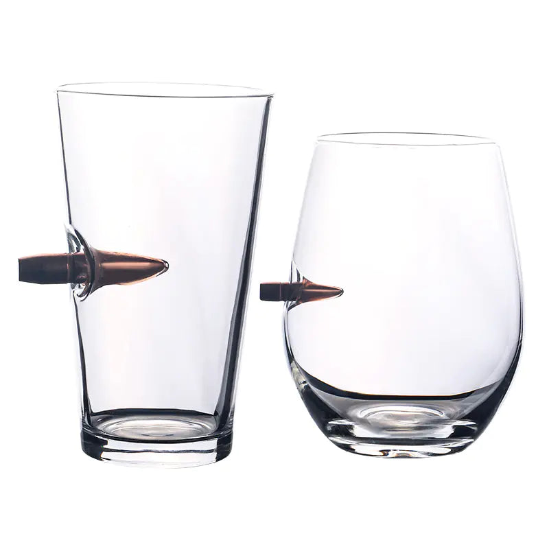 Creative Glass Whiskey Cup with Bullet Design