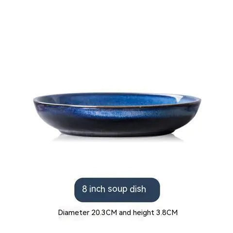 Blue Gradient Ceramic Plate for Western Cuisine Dining