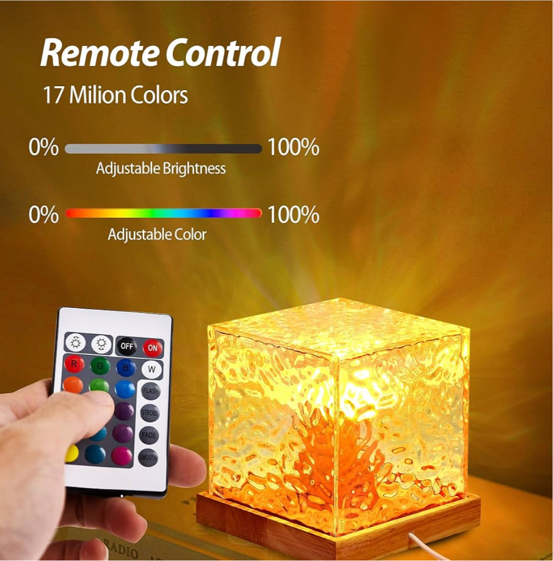 Dynamic Rotating Water Ripple Projector Night Light