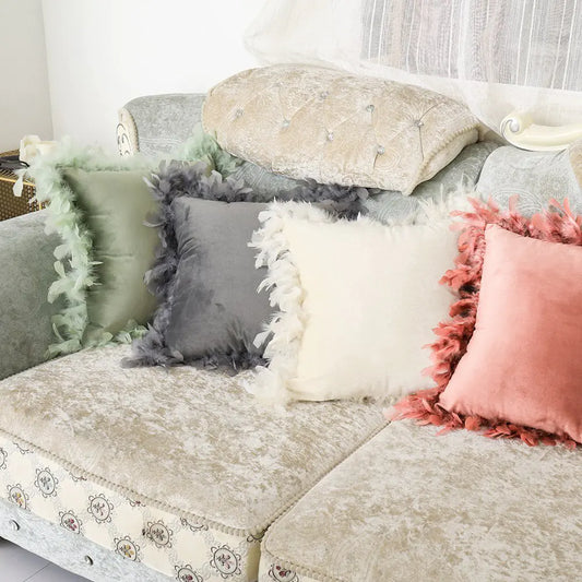 Velvet Feather Pillowcase for Home Use