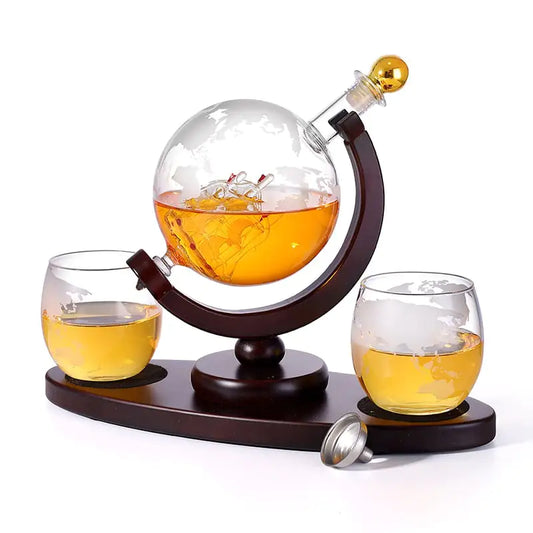 Elegant Globe Wine Set with Wooden Stand