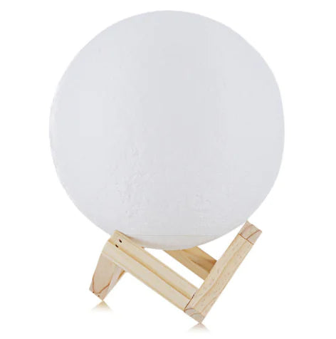 Wooden Moon Desk Lamp with Touch Control and Stand