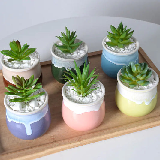 Creative Ceramic Succulent Pot with Glaze, Nordic Style