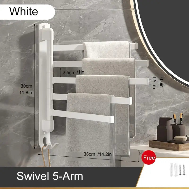 1pc Wall Mounted Swivel Towel Rack for Bathroom