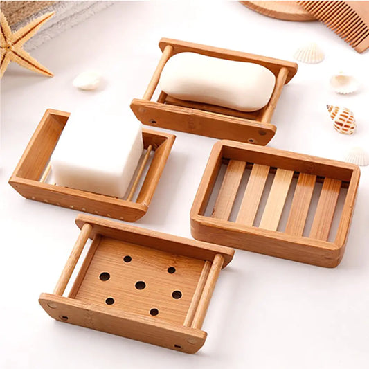 Portable Manual Bamboo Soap Dish for Bathroom