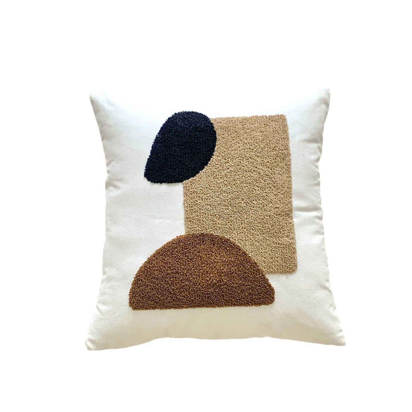 Nordic Cream Style Brown Floral Embroidered Pillowcase