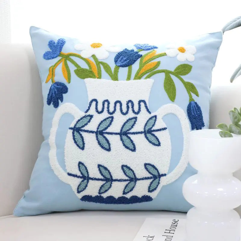 American Yellow Floral Pillow Cover for Sofa/Bedroom