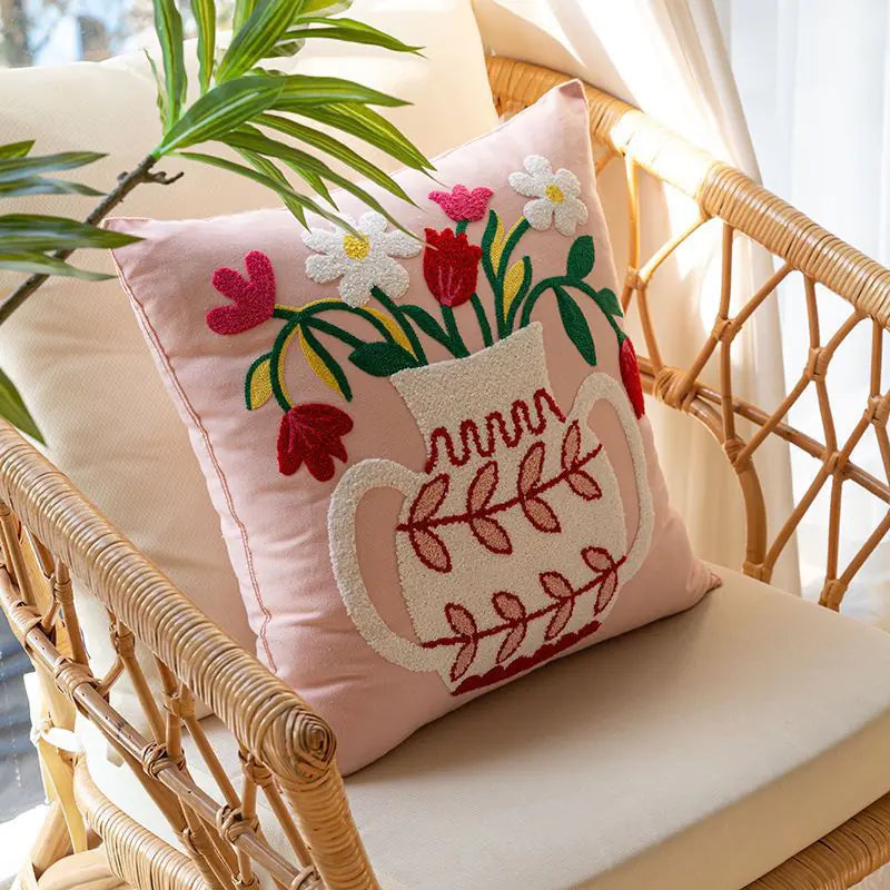 American Yellow Floral Pillow Cover for Sofa/Bedroom